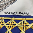 Load image into Gallery viewer, Hermes Paris Ivory / Blue / Gold Vintage Feux de Route Printed Silk Blouse
