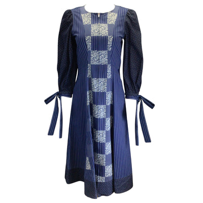 Mary Katrantzou Blue Tracey Patchwork Midi Dress