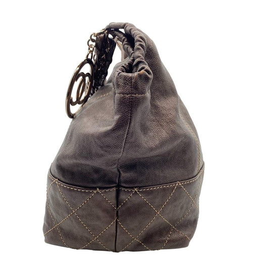 Chanel Coco Cabas Baby Brown Leather Hobo Bag