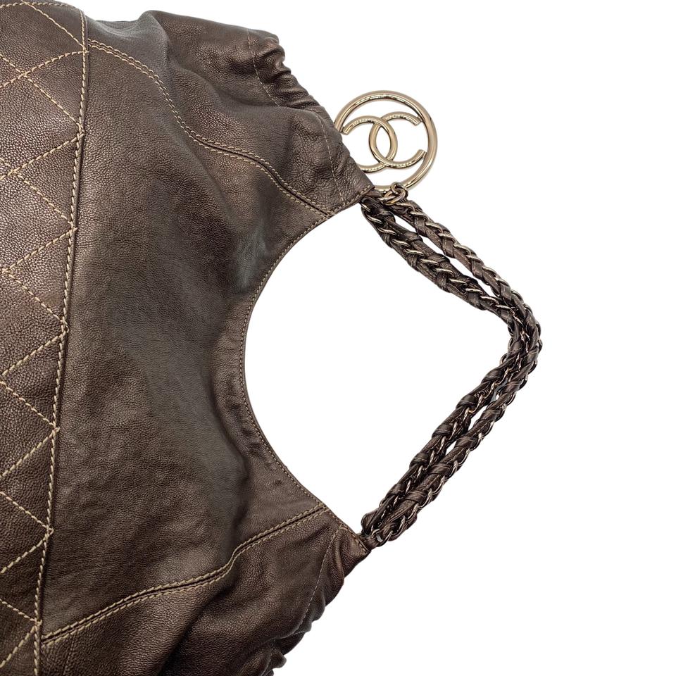 Chanel Coco Cabas Baby Brown Leather Hobo Bag