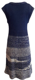 Load image into Gallery viewer, Chanel Navy / White Knit Short Casual Dress
