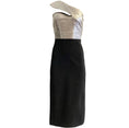Load image into Gallery viewer, David Koma Black Silver Lame Top One Shoulder with Slit Formal Dress
