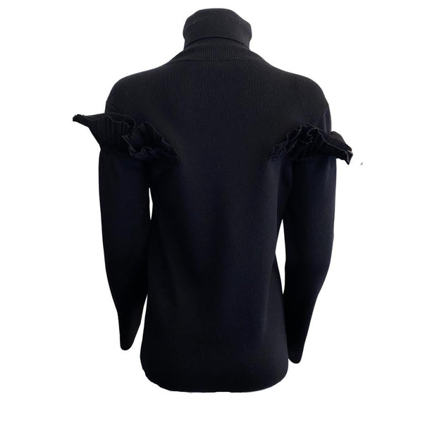 Dior Exaggerated Ruffle Black Sweater