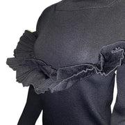 Dior Exaggerated Ruffle Black Sweater