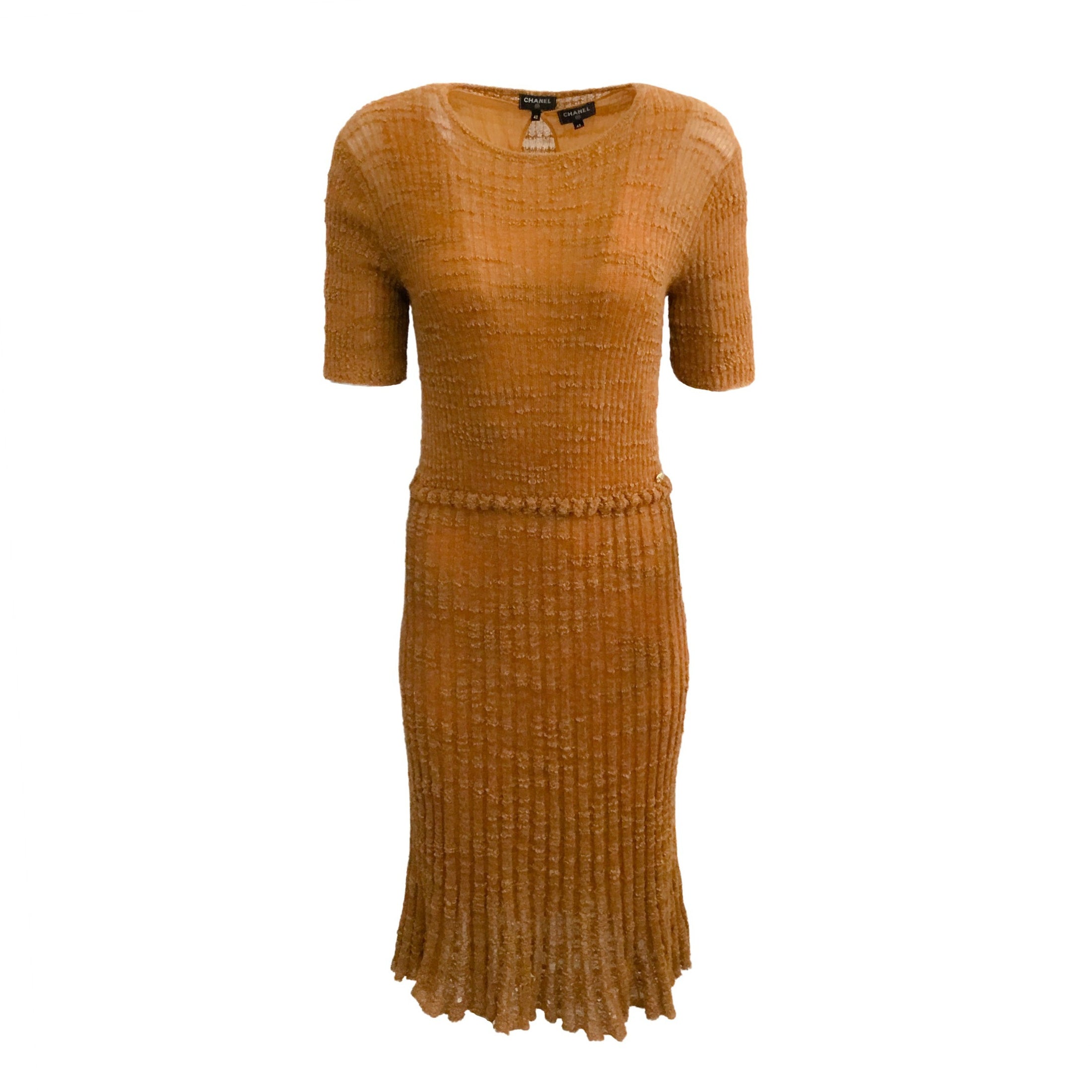 Chanel Marigold Ribbed Knit with Slip Work/Office Dress