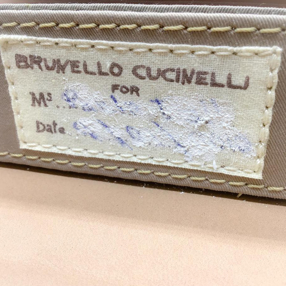 Brunello Cucinelli Leather Train Case Beige Canvas Weekend/Travel Bag