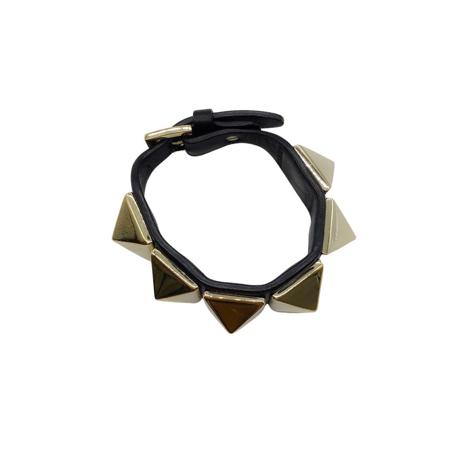 Valentino Black Gold Large Rockstuds Bracelet
