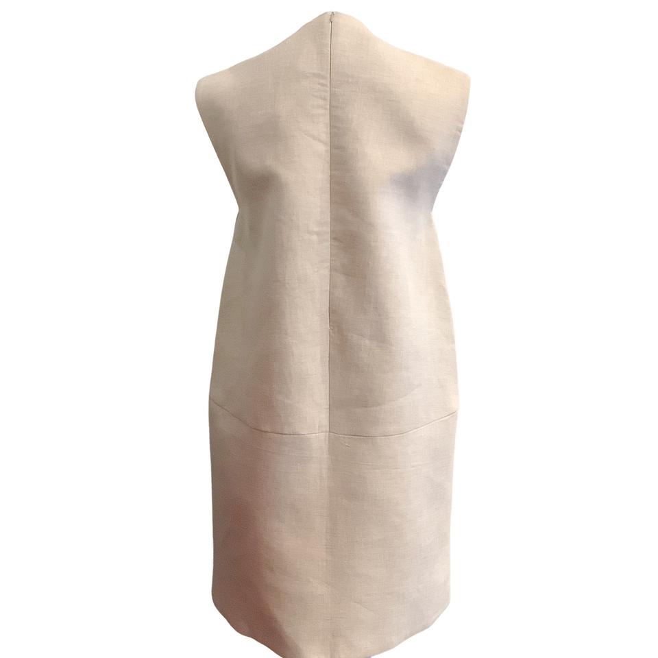 ELLERY Beige Sleeveless Linen Embellished Cocktail Dress
