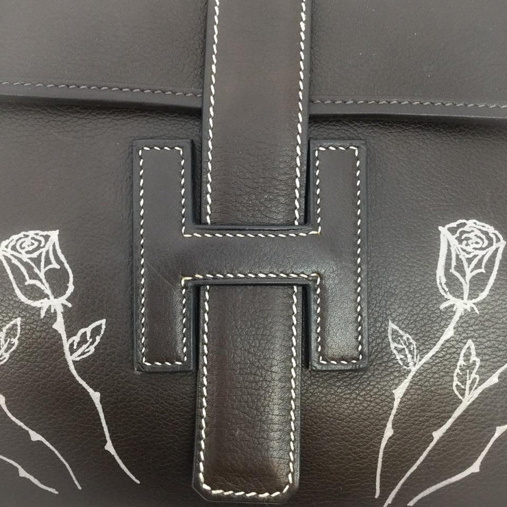 Hermès Jige Floral Detail Leather Clutch