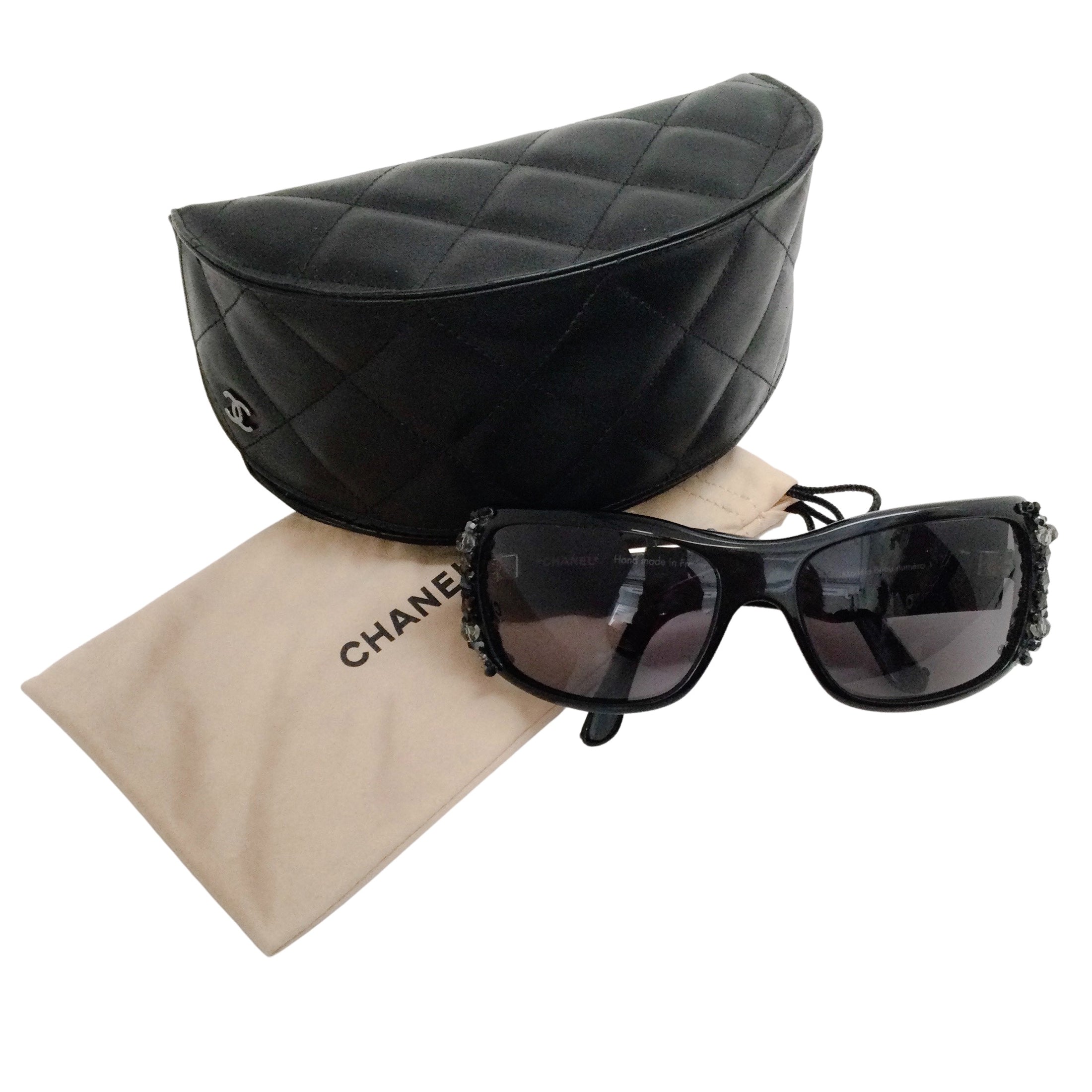 Chanel Black Crystal Bijou Numero 1 Sunglasses