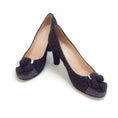 Load image into Gallery viewer, Chanel Charcoal Grey Quilted Flannel Camelia Pumps
