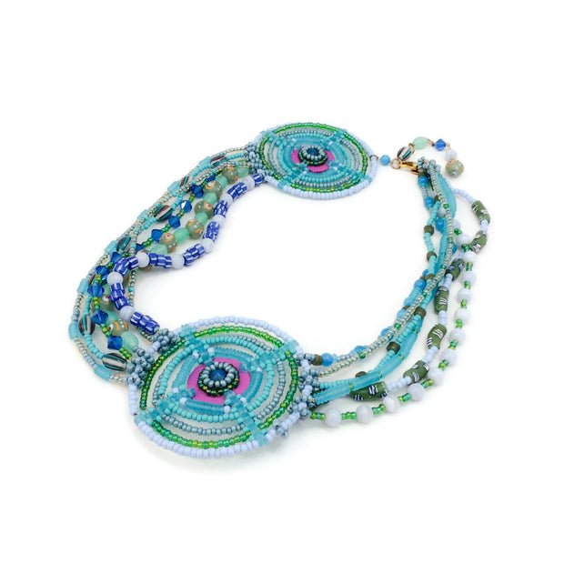 Erickson Beamon Turquoise / Purple Beaded Circle Necklace