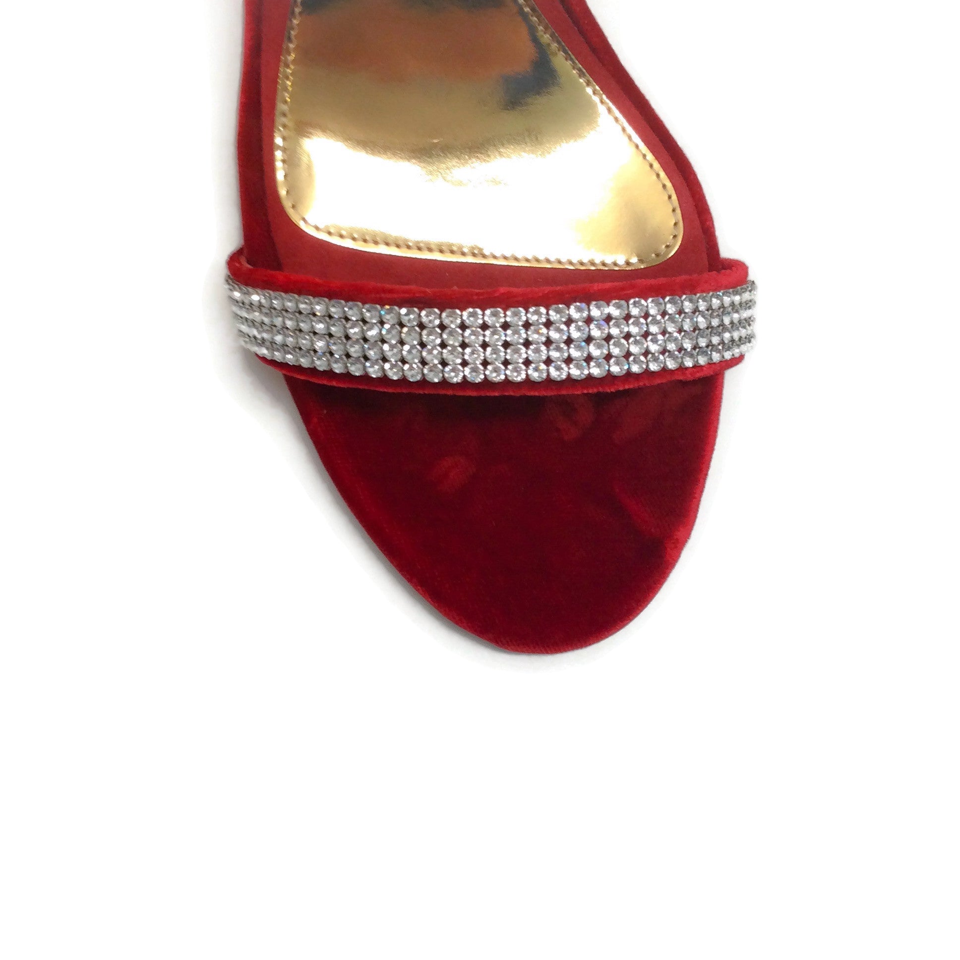 Alexandre Vauthier Red Velvet Crystal Sandals
