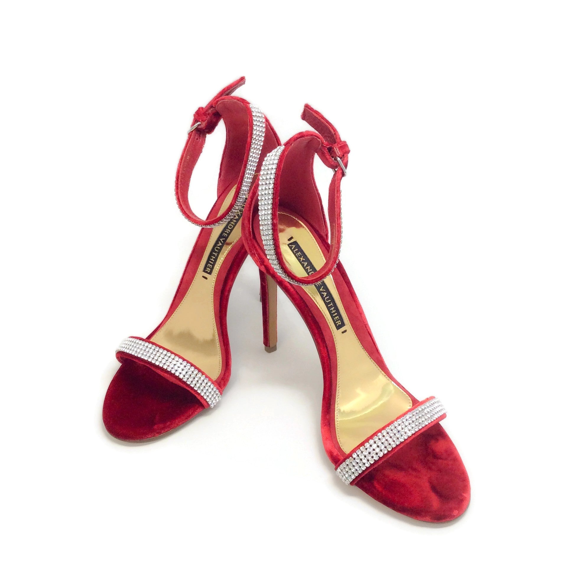 Alexandre Vauthier Red Velvet Crystal Sandals